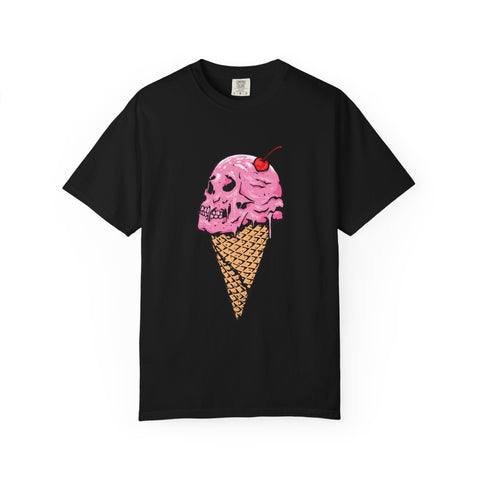 Skull Ice Cream Art With Cherry On Top Design T-Shirt