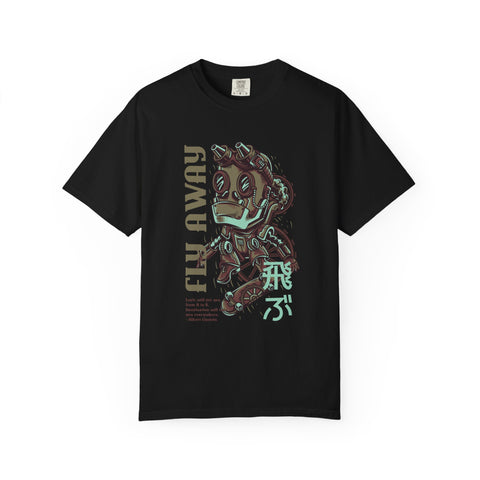 Fly Away Einstein Robot On Skateboard Illustration T-Shirt