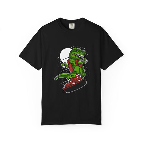 T-Rex Dinosaur on Snowboard Winter Sports Graphic T-Shirt