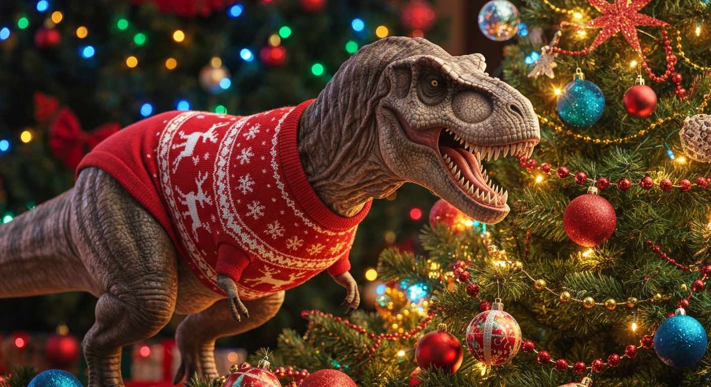 Solve Your Holiday Outfit Dilemma with the Perfect Festive T-Rex Christmas Party Outfit