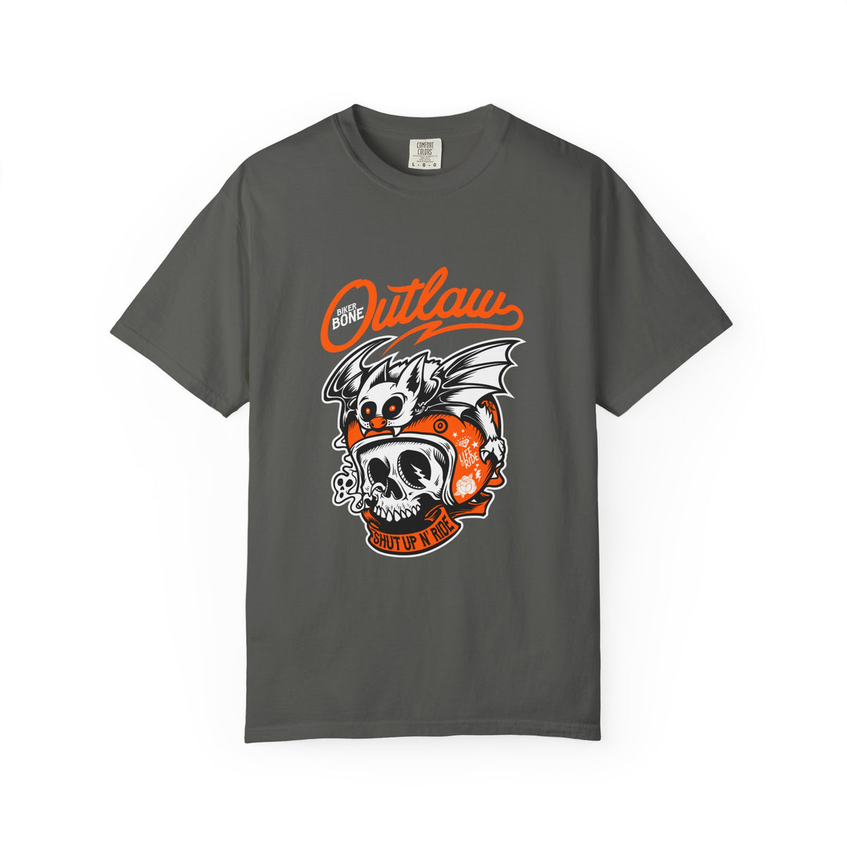 Outlaw Skull with Bat Rider Life To Ride Graphic T-Shirt