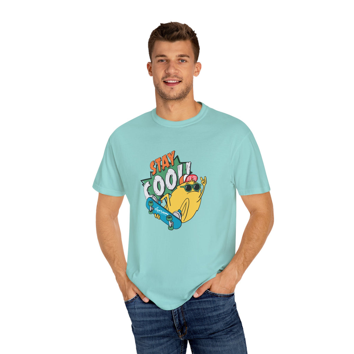 Stay Cool Awesome New York Skateboard Graphic T-Shirt