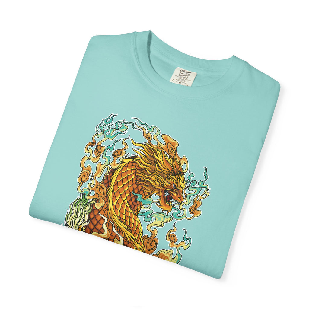 Golden Dragon Graphic Tee – Fantasy Creature Top - Sinful Threads