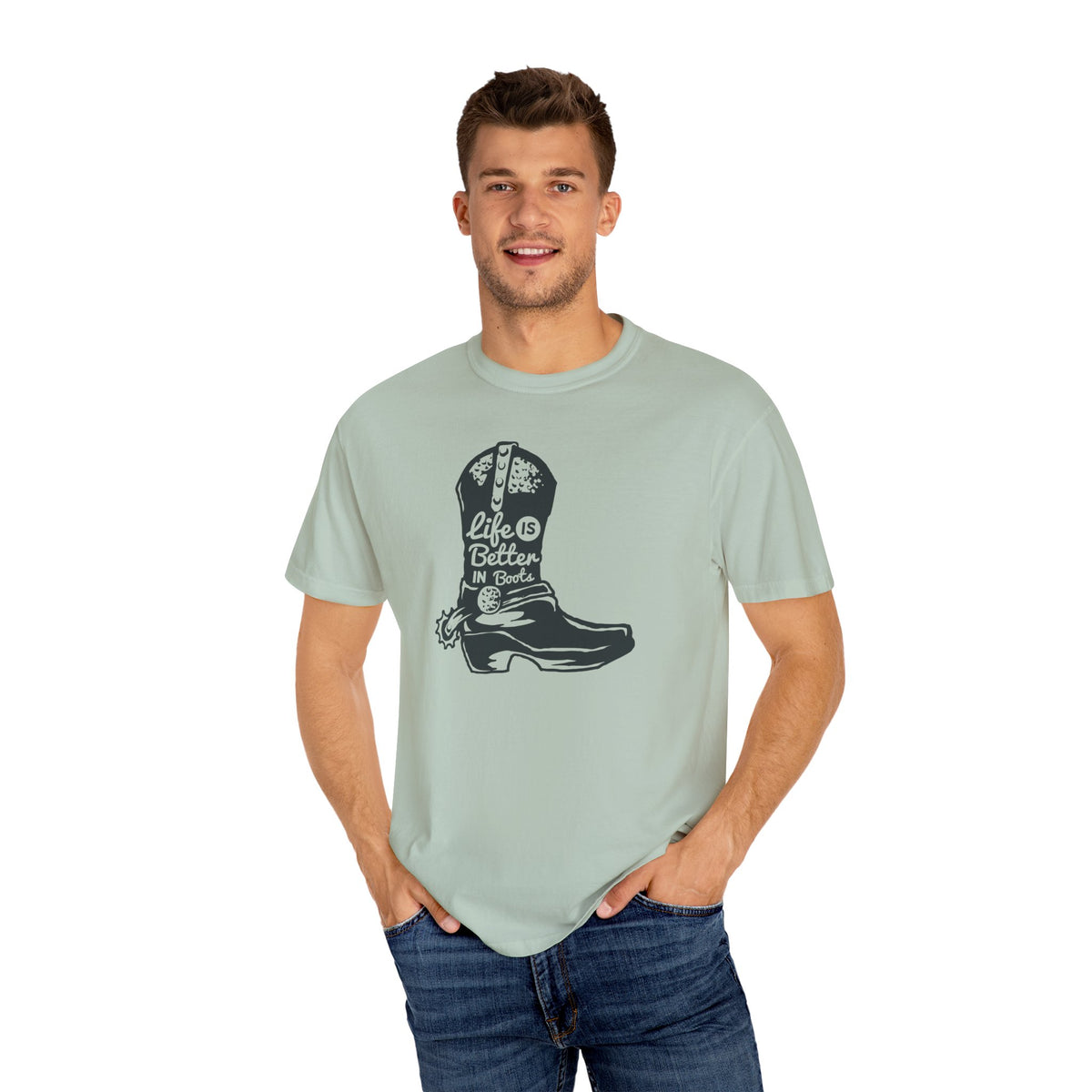 Life Is Better In Boots Funny Slogan Western T-Shirt