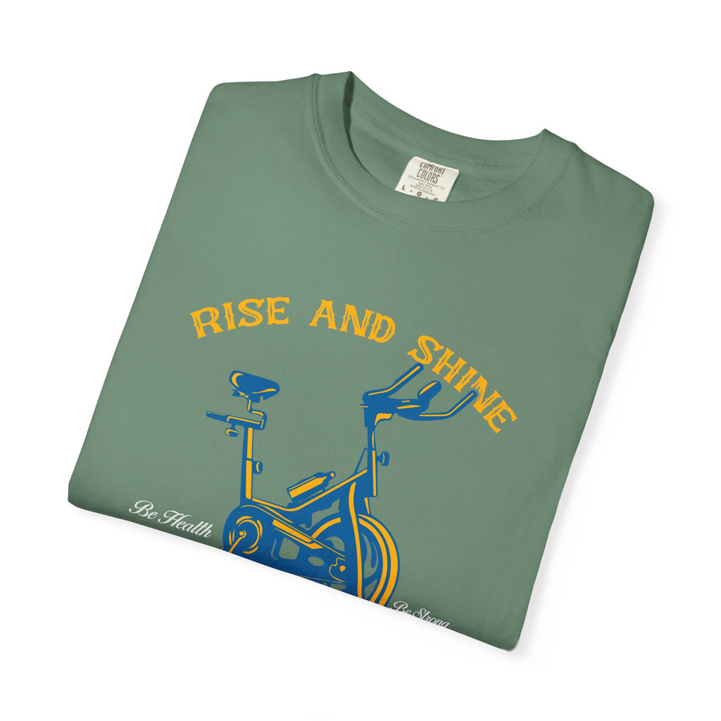 Rise And Shine Workout Time Indoor Bike Fitness T-Shirt - Sinful Threads