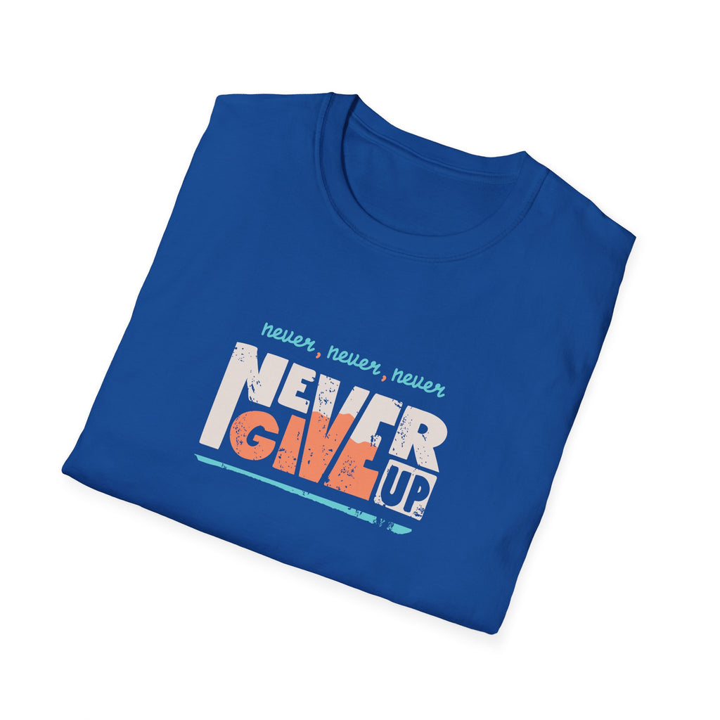 Never Give Up Groovy Tee - Retro Motivational Graphic Tee - Sinful Threads