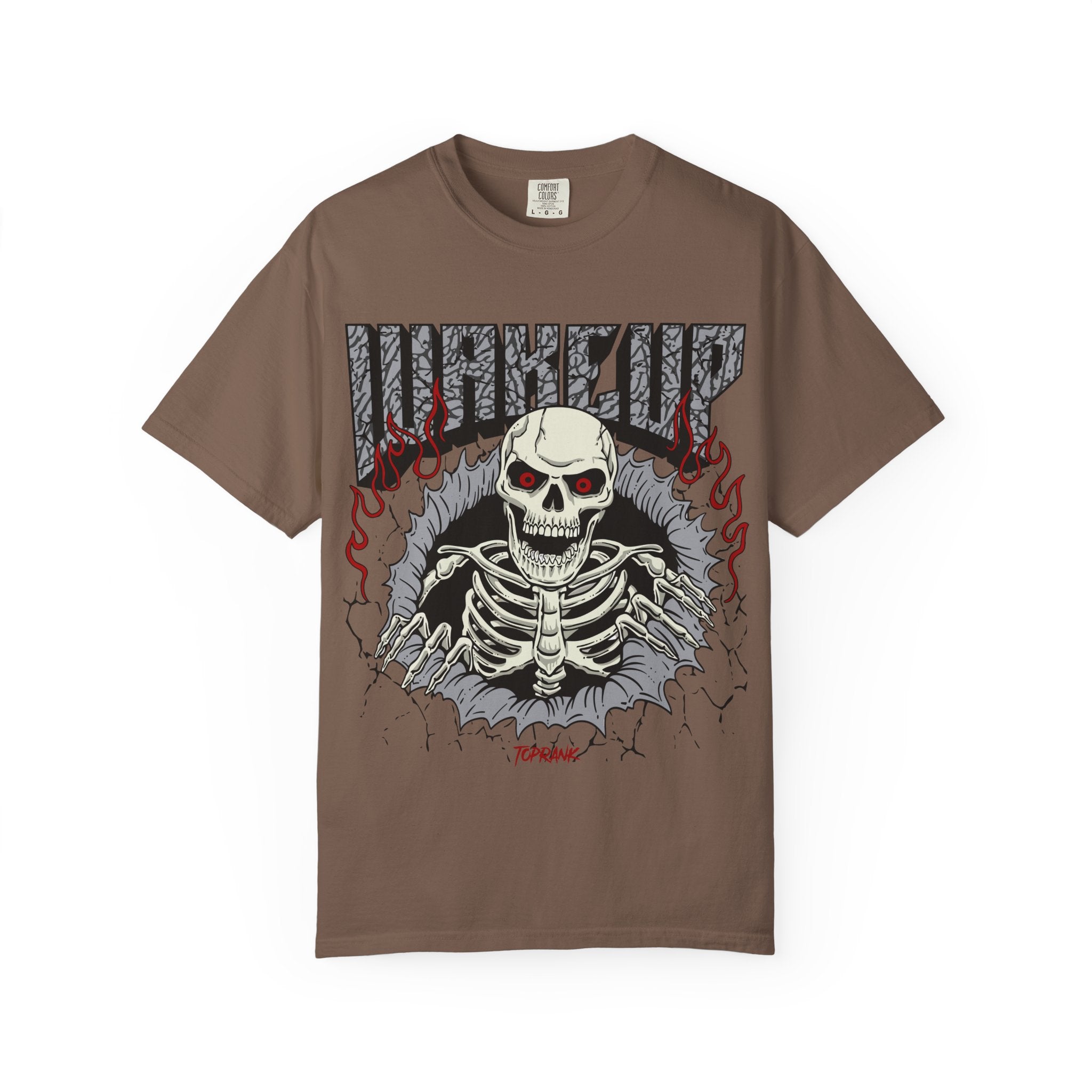 Skull Flame Shirt - Wake Up Fire Design Tee for Bold Style - Sinful Threads