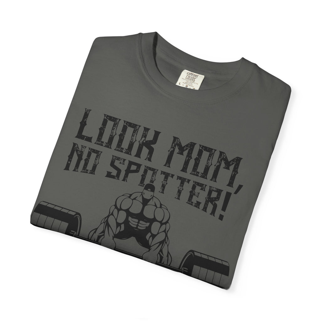 Look Mom No Spotter T-Shirt - Funny Gym Gift - Sinful Threads