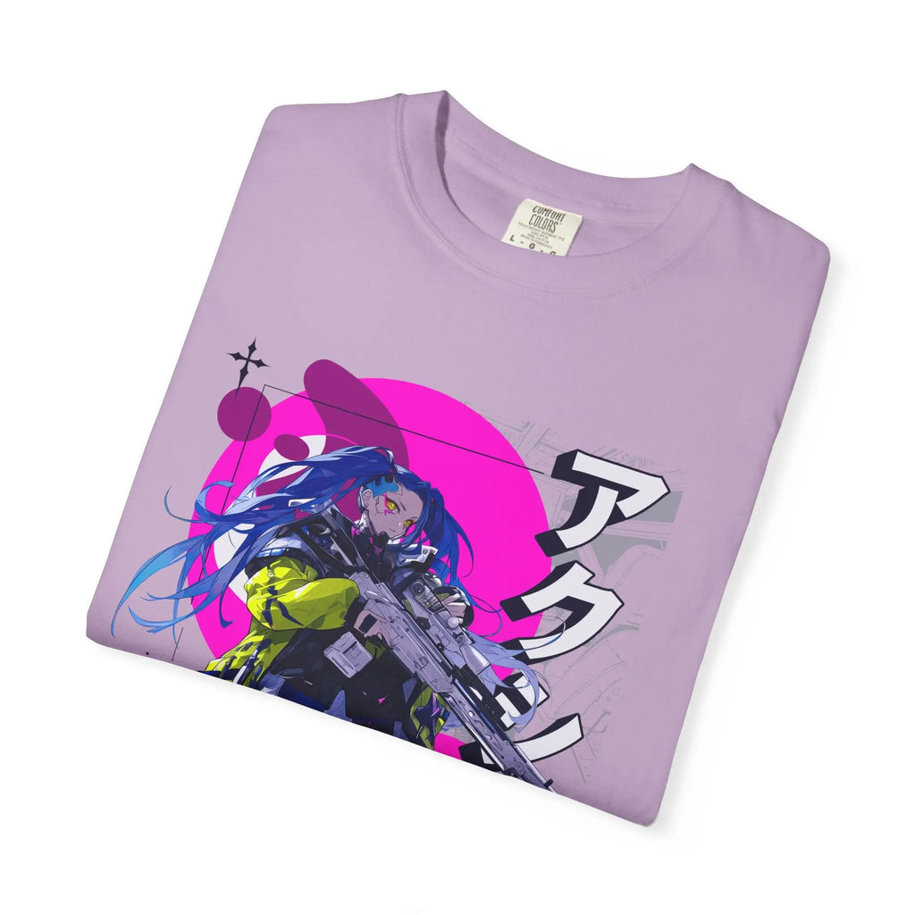 Cyberpunk Girl Tee - Futuristic Manga Gun Streetwear - Sinful Threads