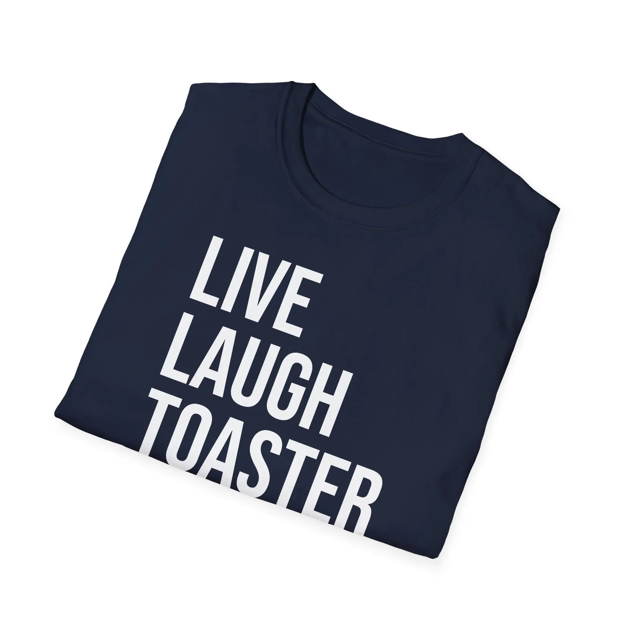 Live Laugh Toaster Bath Tee - Dark Humor Graphic Parody Shirt Printify