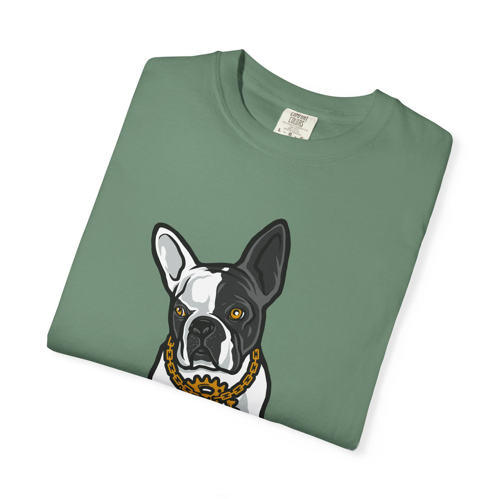 Cartoon French Bulldog with Gear Necklace Cool Dog T-Shirt - Sinful Threads