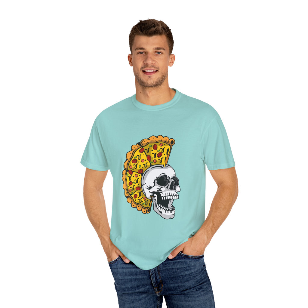 Pizza Mohawk Skull Funny Graphic Unique Design T-Shirt - Sinful Threads