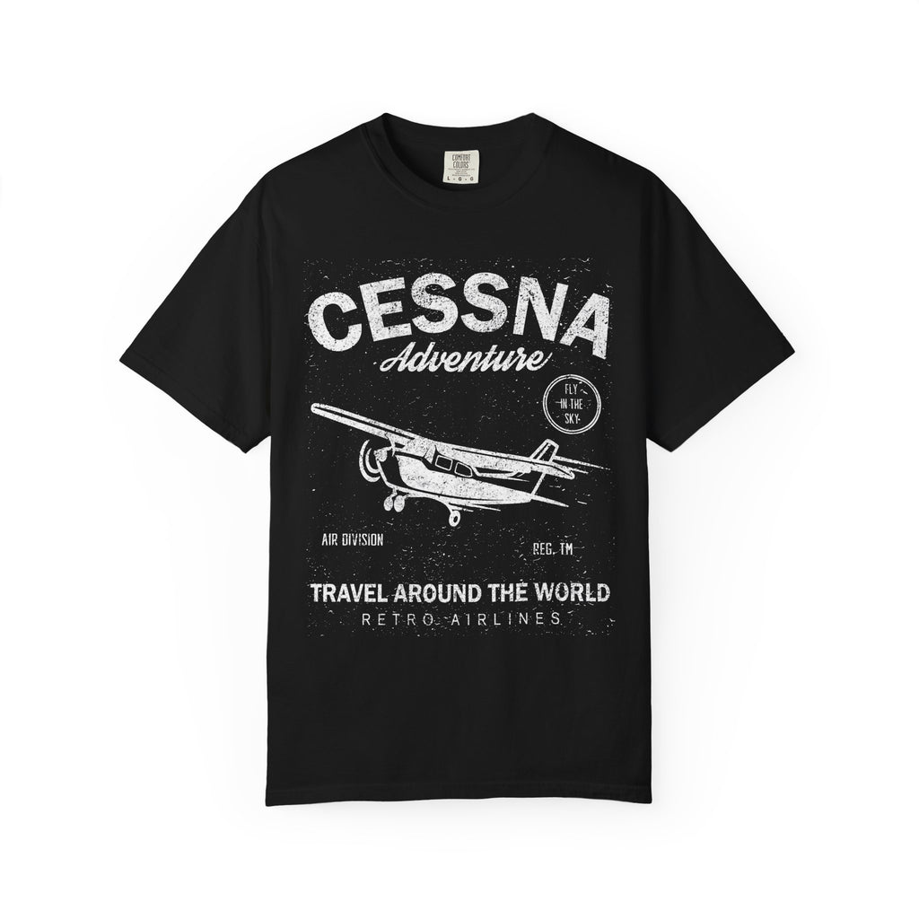 Cessna Adventure Travel Around The World Retro Airlines T-Shirt - Sinful Threads