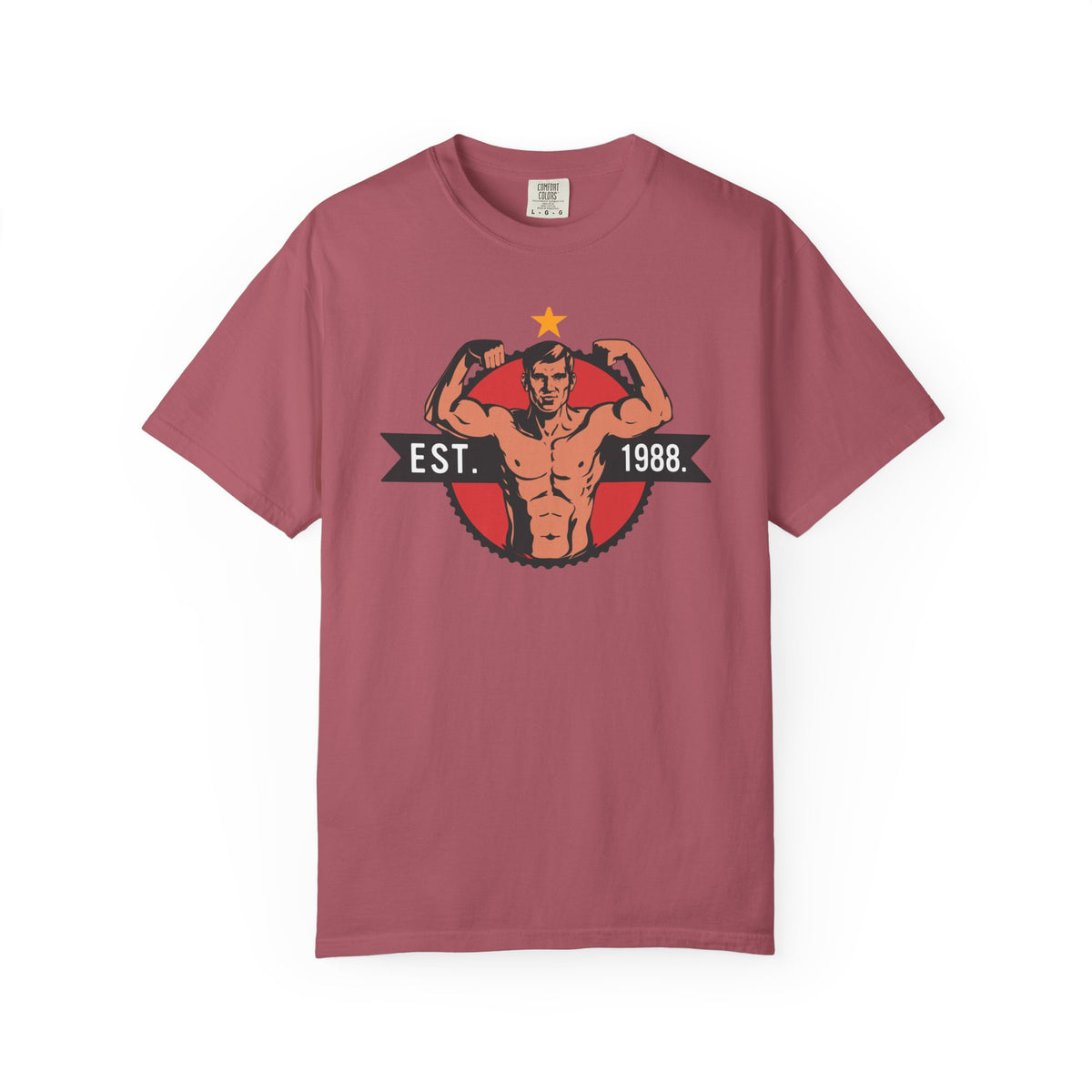 Vintage Bodybuilder Star Emblem Shirt - 1988 Retro Fitness Tee