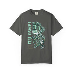 Fly Away Steampunk Robot With Japanese Text Design T-Shirt
