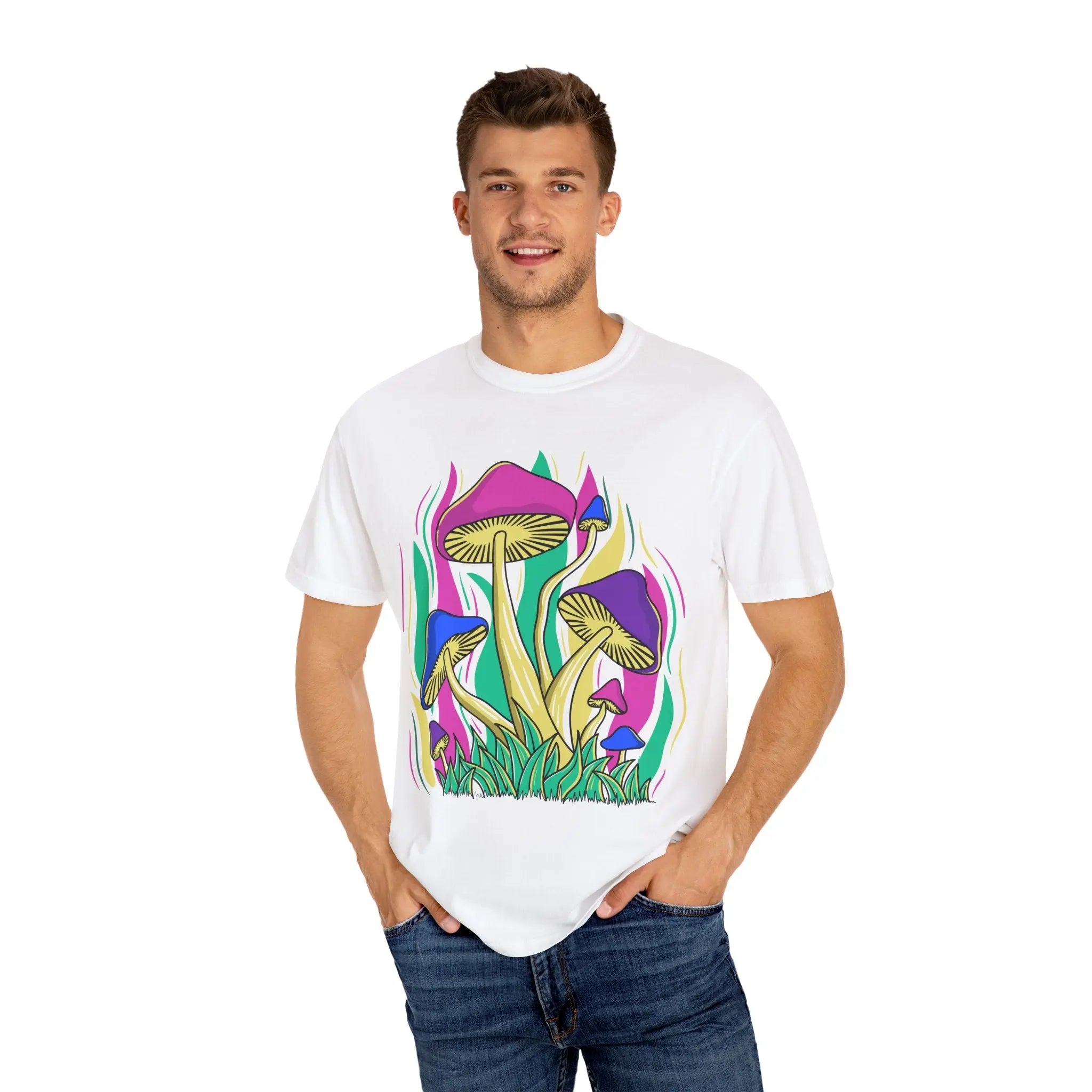 Psychedelic Mushroom Tee - Funky Art Cottagecore - Sinful Threads