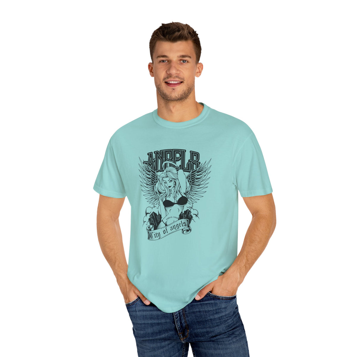 City of Angels Urban Angel Girl with Wings Graphic T-Shirt