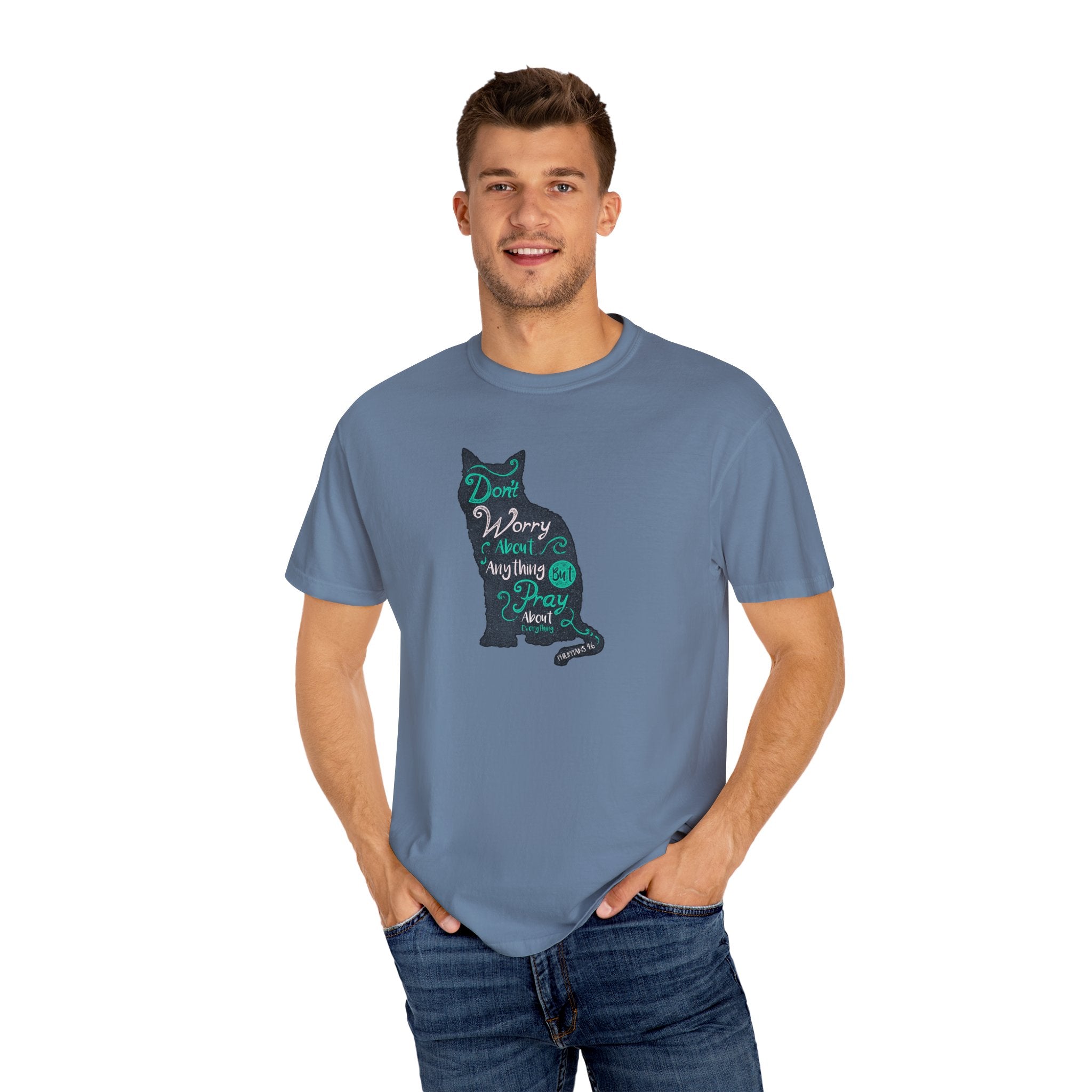 Don't Worry About Anything But Pray Christian Cat T-Shirt - Sinful Threads