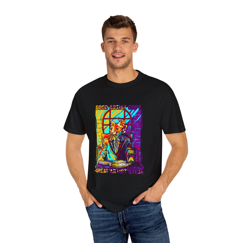 Good Artist Copy Great Artist Steal Funny Cat T-Shirt - Sinful Threads