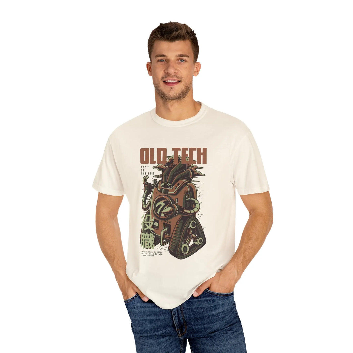 Retro Old Tech Post Of The End Robot Illustration T-Shirt - Sinful Threads