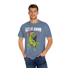 Christmas Dinosaur Tee - Santa T-Rex - Let It Snow Gift