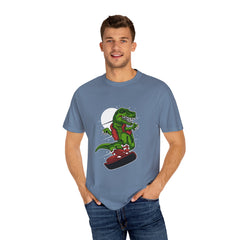 T-Rex Dinosaur on Snowboard Winter Sports Graphic T-Shirt