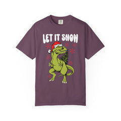 Christmas Dinosaur Tee - Santa T-Rex - Let It Snow Gift