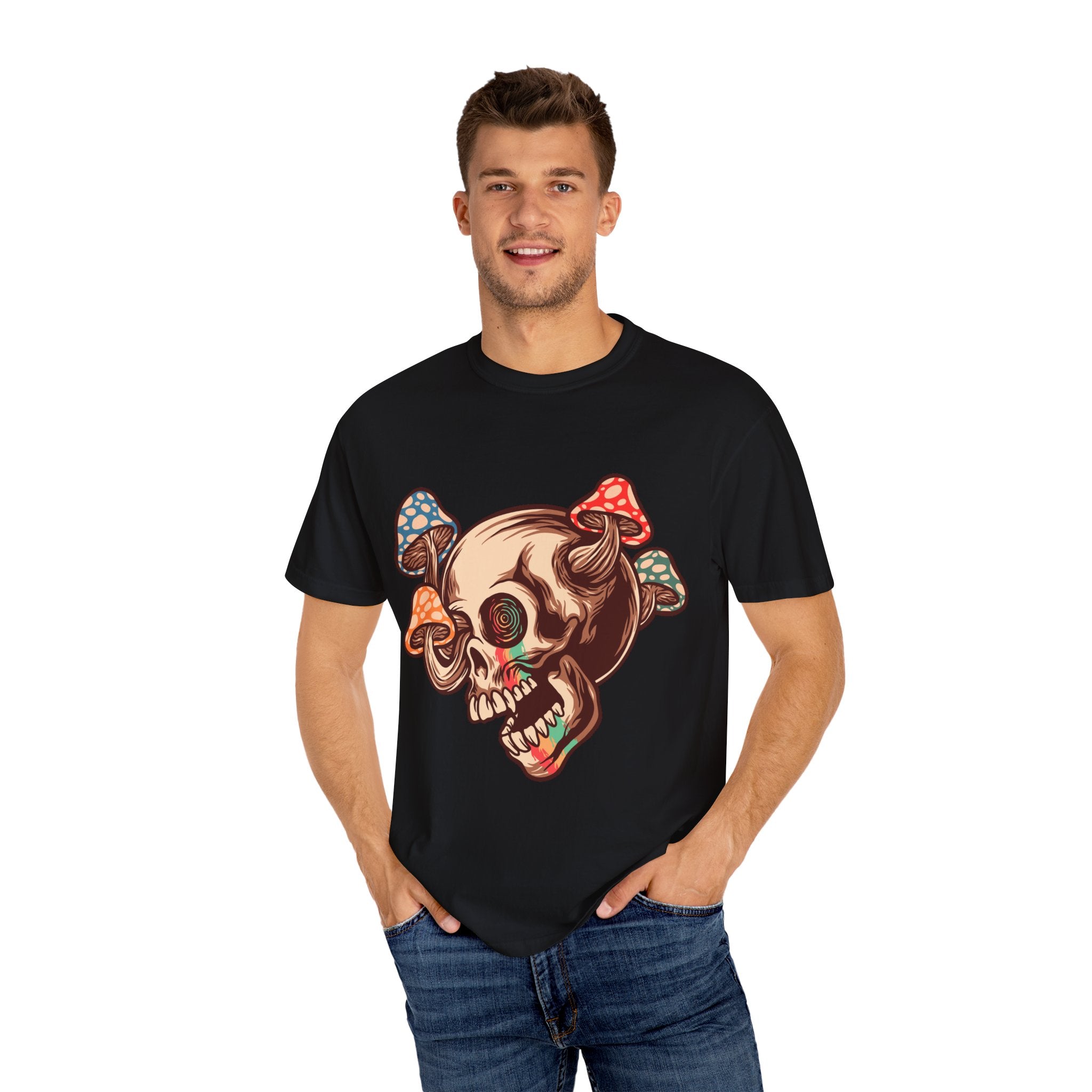 Skull Mushroom Tee - Trippy Psychedelic Graphic Gift - Sinful Threads