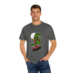 T-Rex Dinosaur on Snowboard Winter Sports Graphic T-Shirt