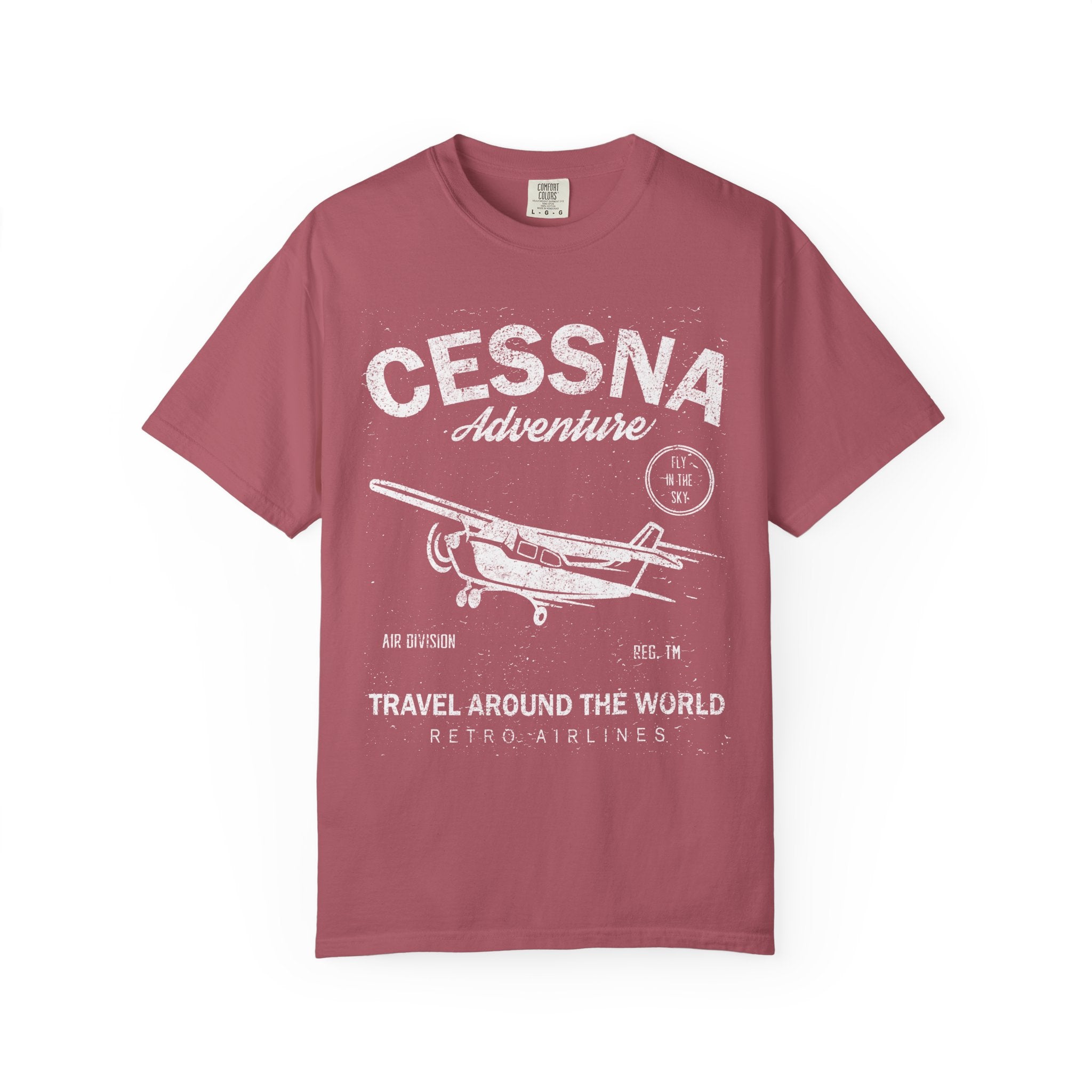 Cessna Adventure Travel Around The World Retro Airlines T-Shirt - Sinful Threads