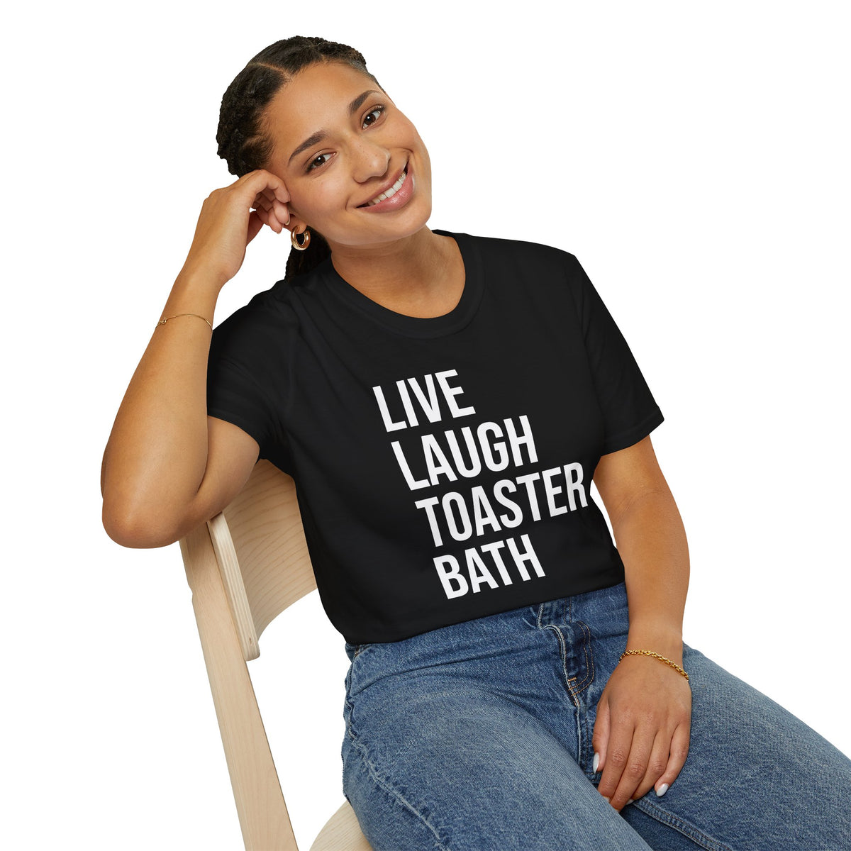 Live Laugh Toaster Bath Tee - Dark Humor Graphic Parody Shirt