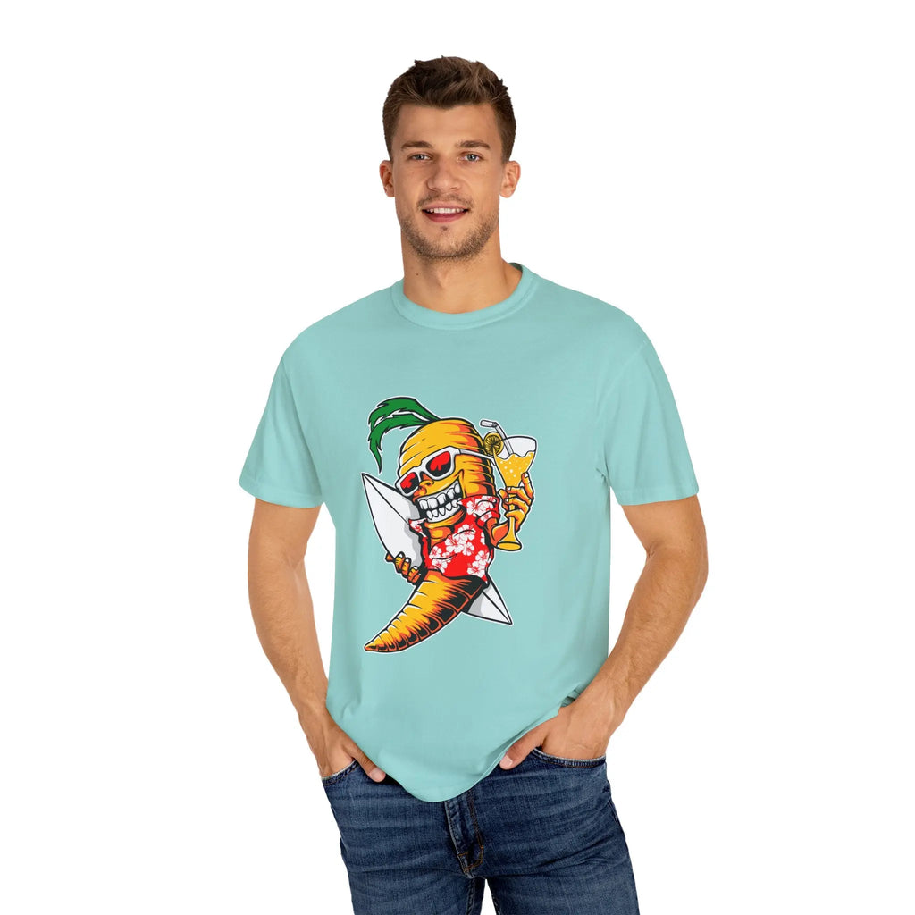 Surfing Carrot With a Drink Graphic Awesome T-Shirt - Sinful Threads