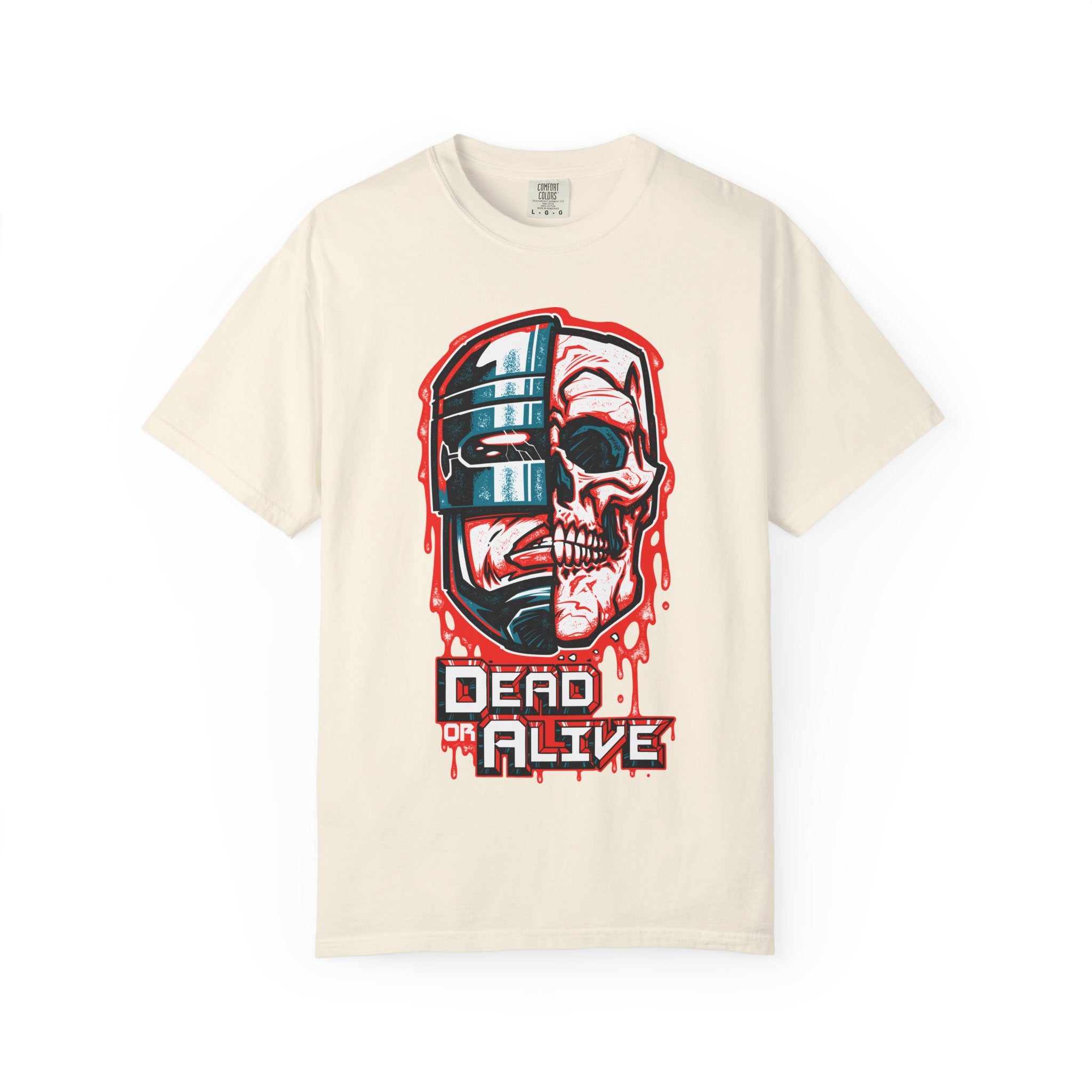 Robocop Dead or Alive Shirt with Robot Skull Design - Sinful Threads