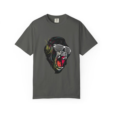 Angry Gorilla With Headphones And Glasses Design T-Shirt