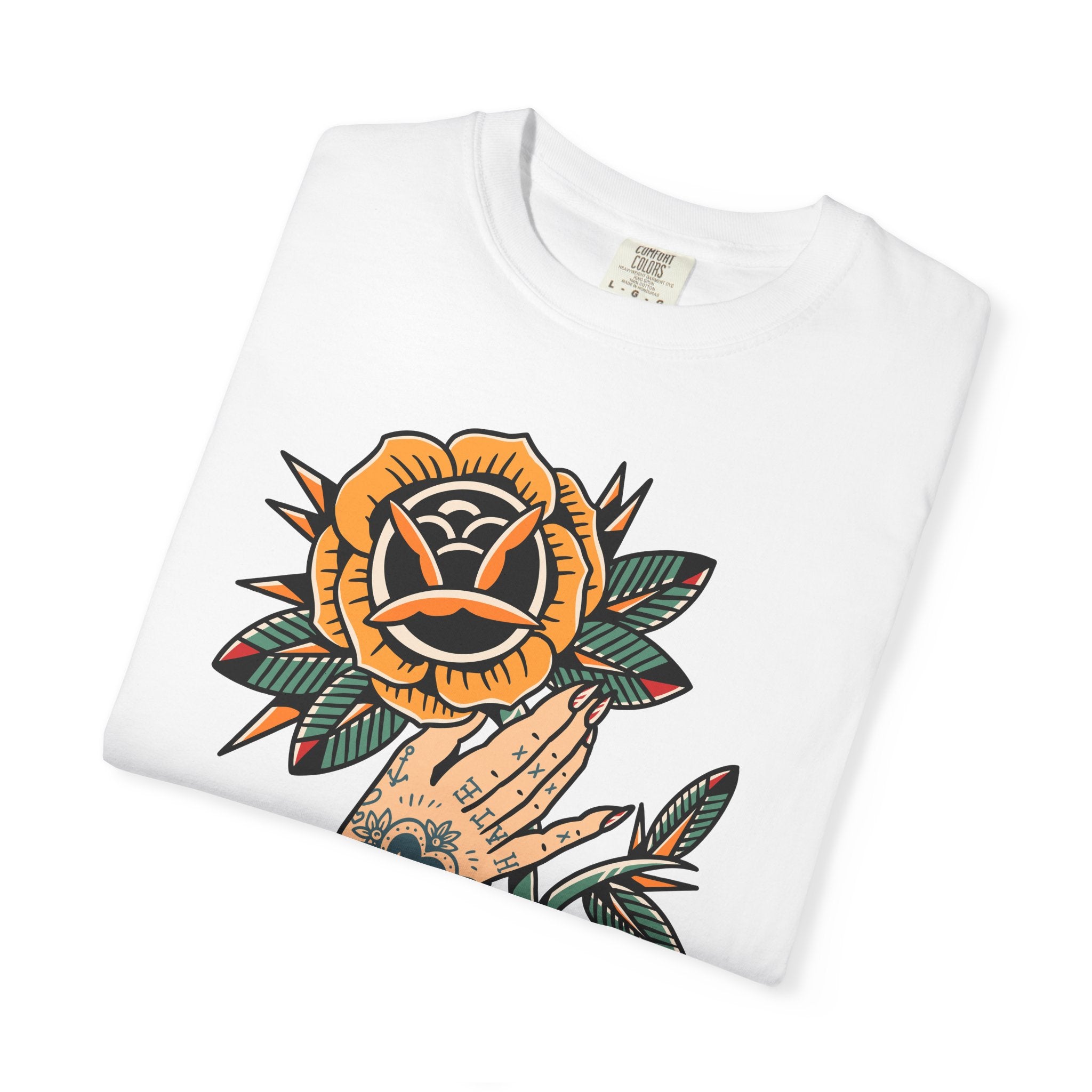 Tattoo Rose Shirt - Hand Holding Flower Tee, Artistic Gift - Sinful Threads