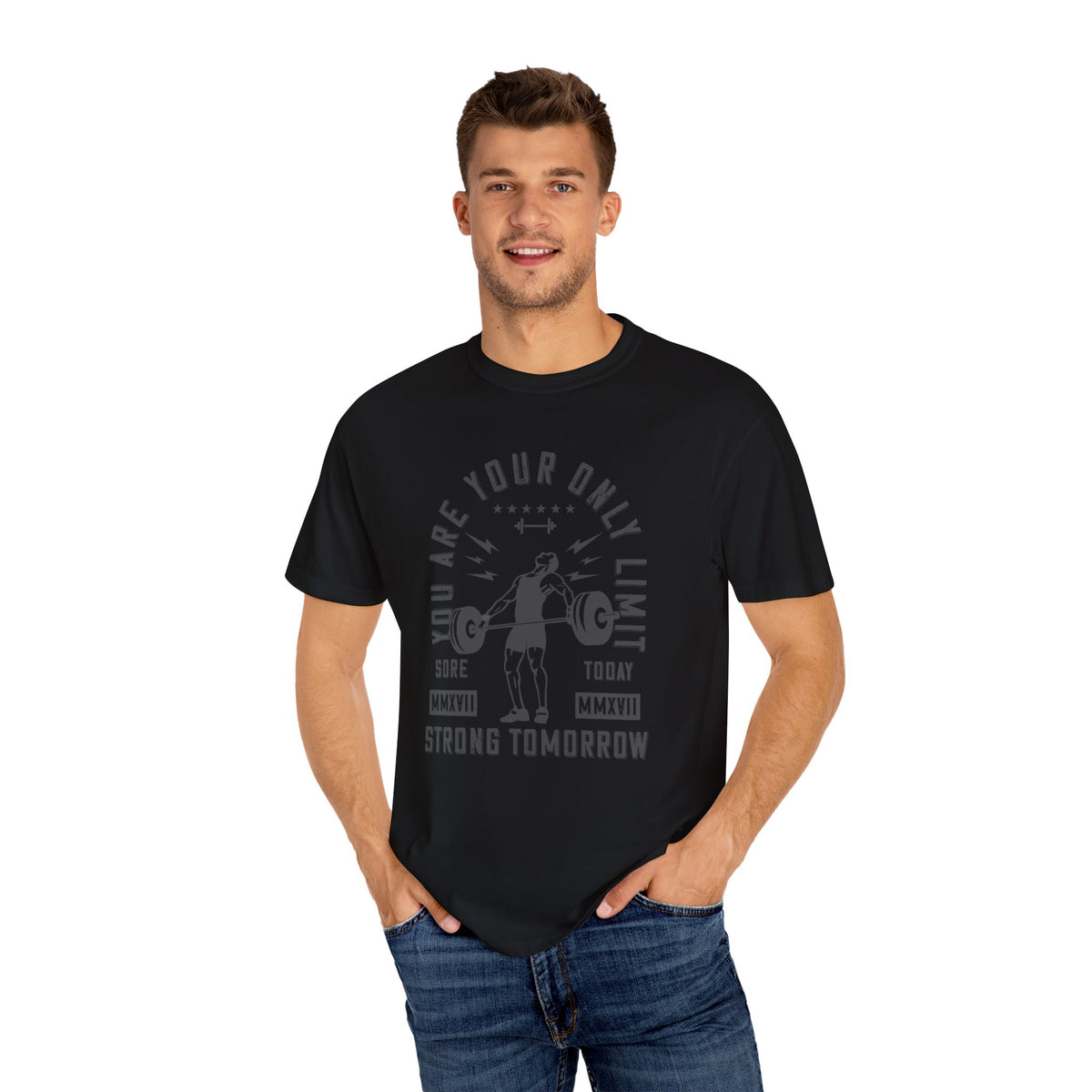 Sore Today Strong Tomorrow Fitness Graphic Weightlifting T-Shirt