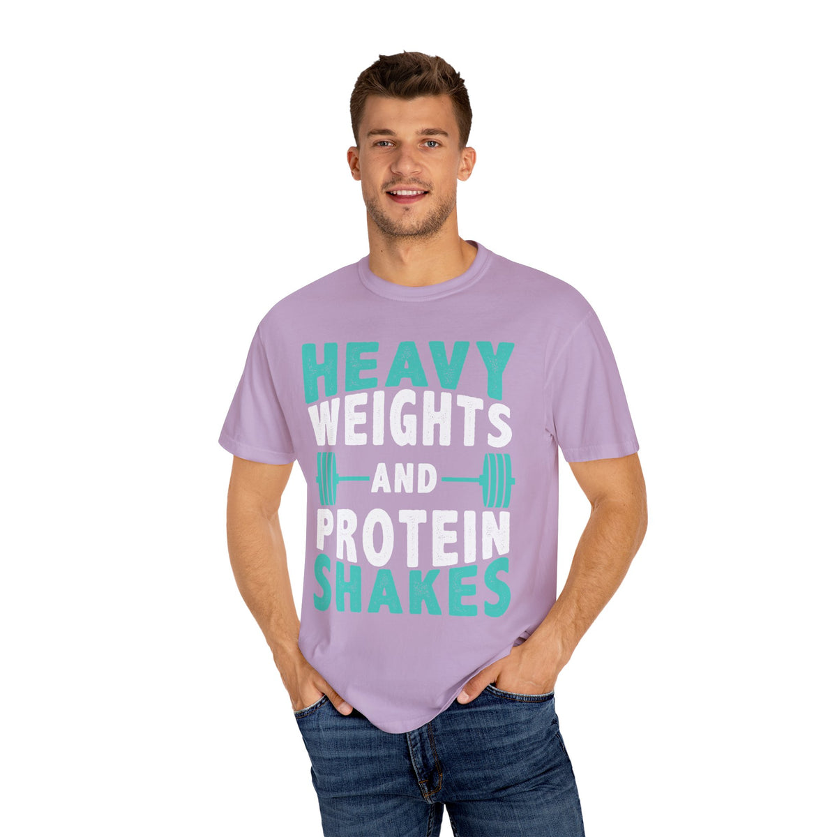 Heavy Weights Protein Shakes Gym Workout T-Shirt for Lifters