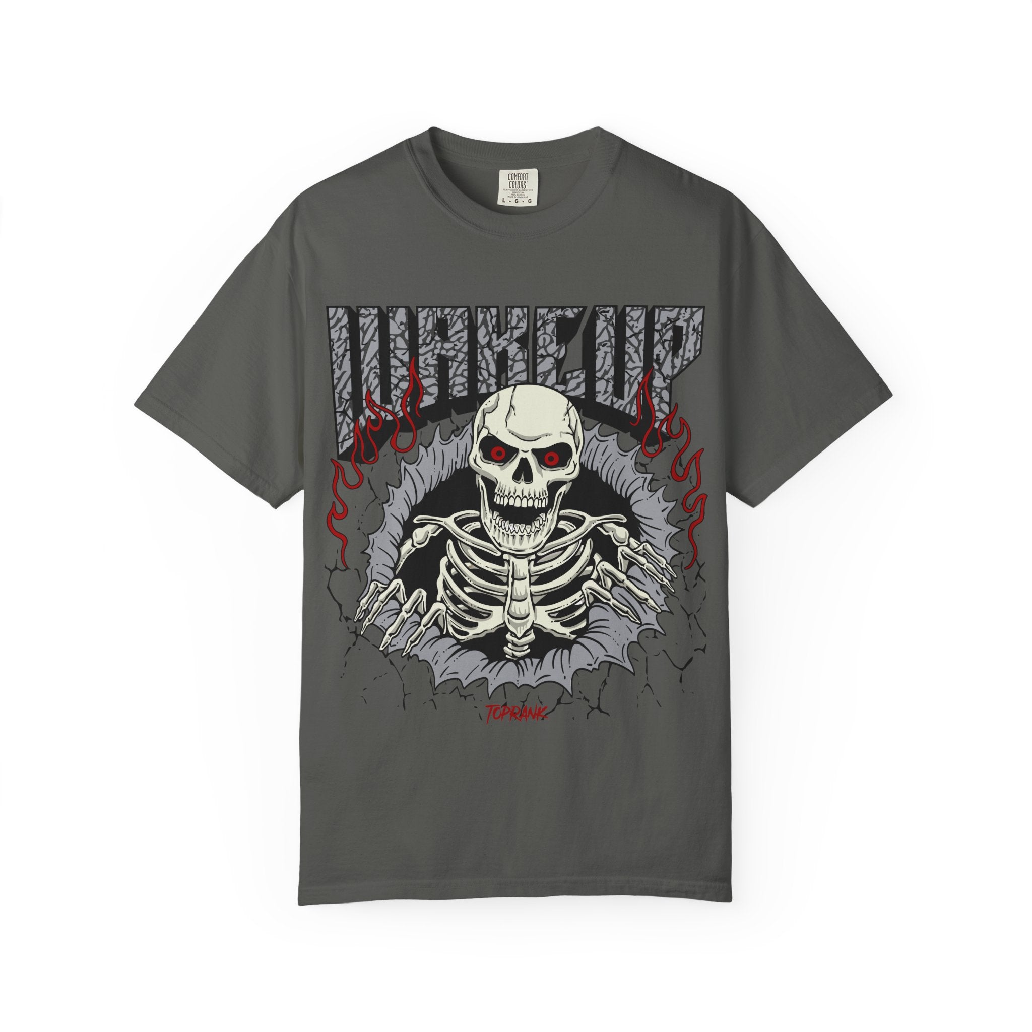 Skull Flame Shirt - Wake Up Fire Design Tee for Bold Style - Sinful Threads