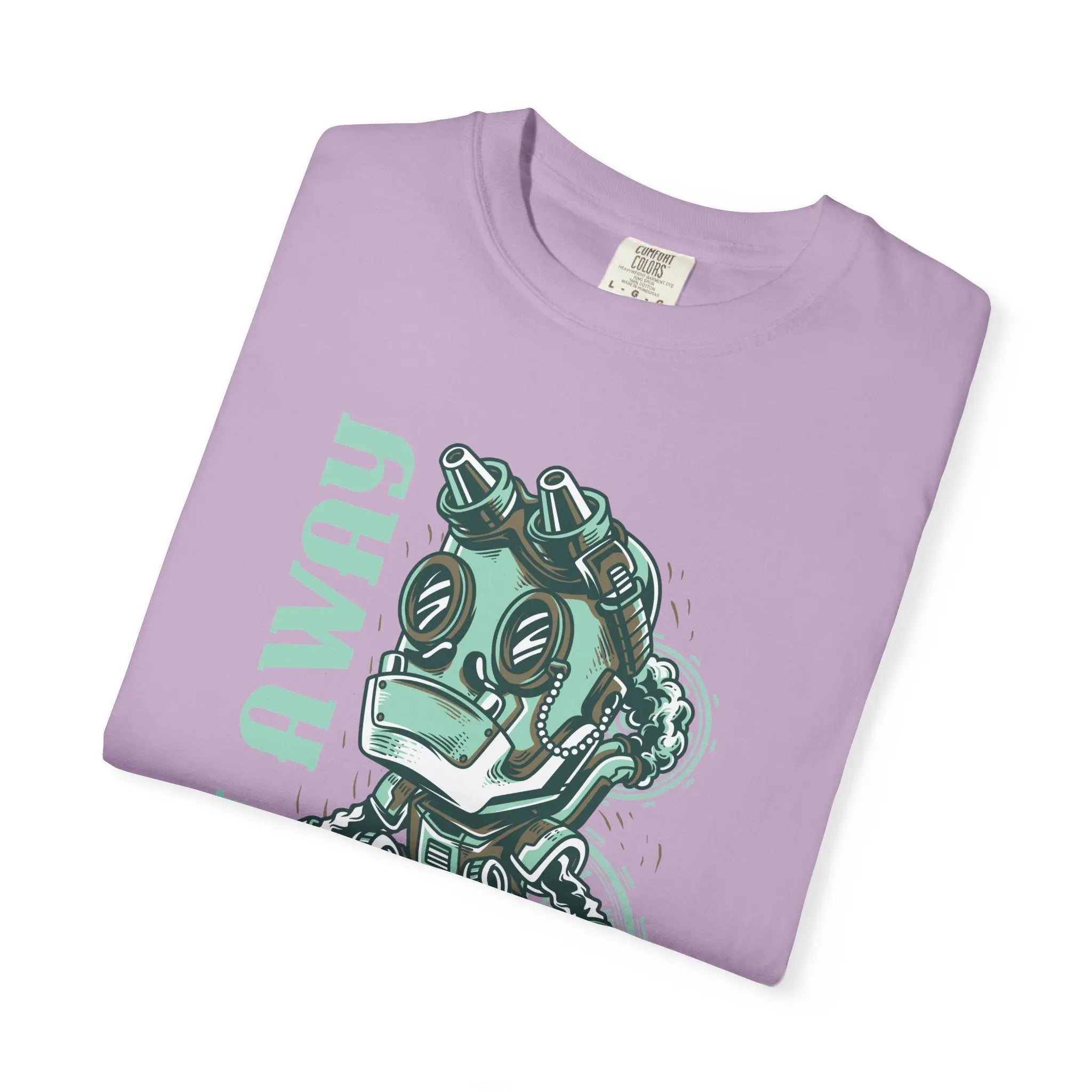 Fly Away Steampunk Robot With Japanese Text Design T-Shirt - Sinful Threads