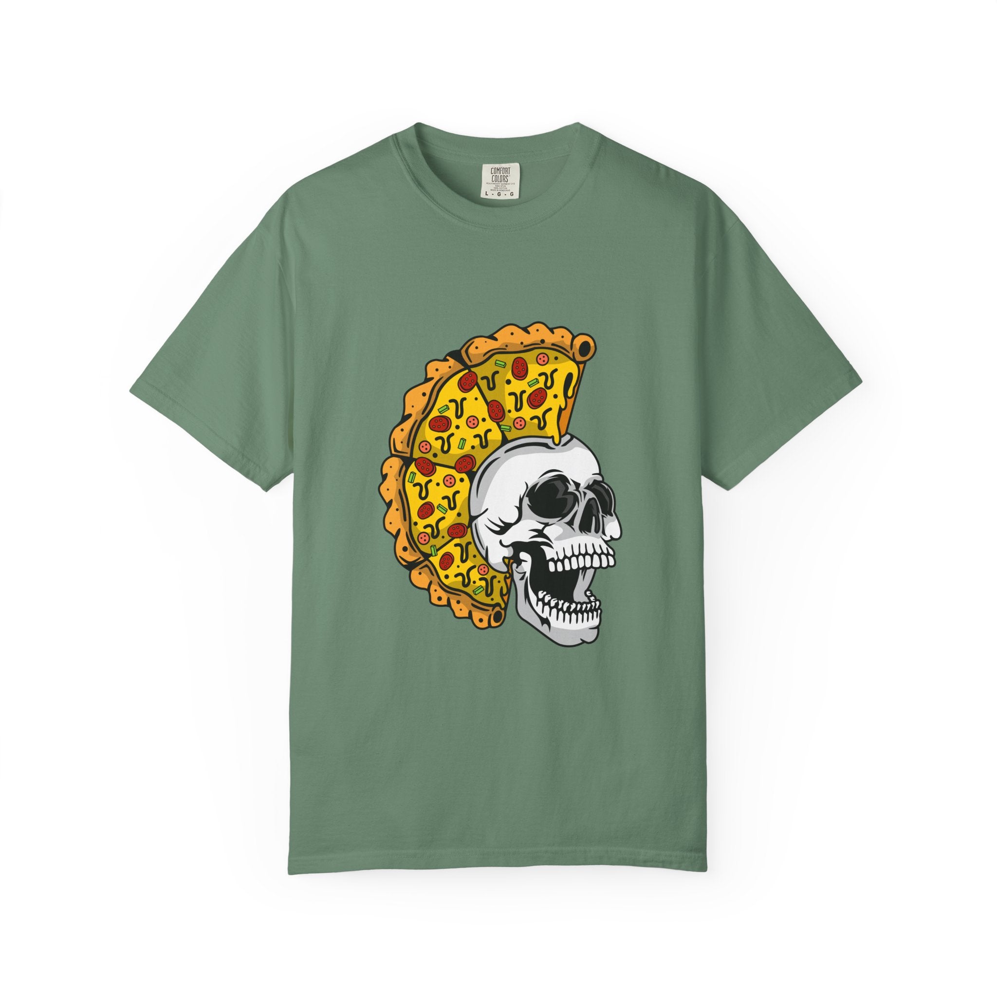 Pizza Mohawk Skull Funny Graphic Unique Design T-Shirt - Sinful Threads
