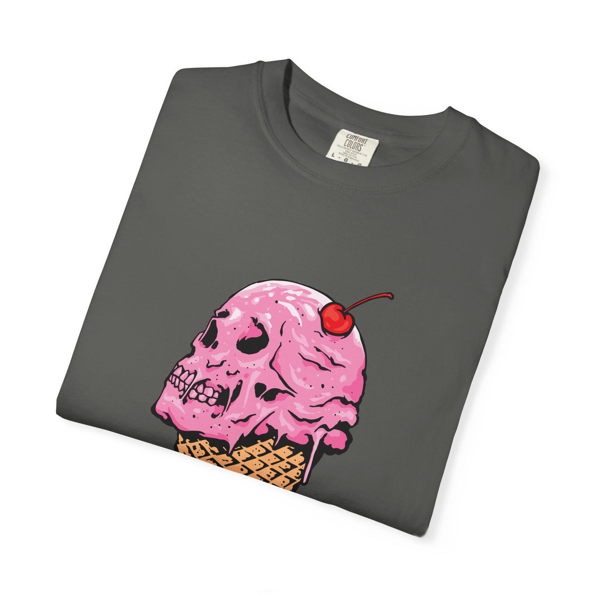 Skull Ice Cream Art With Cherry On Top Design T-Shirt