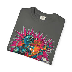 Rock Skull Guitarist Tee – Punk Metal Skeleton Shirt