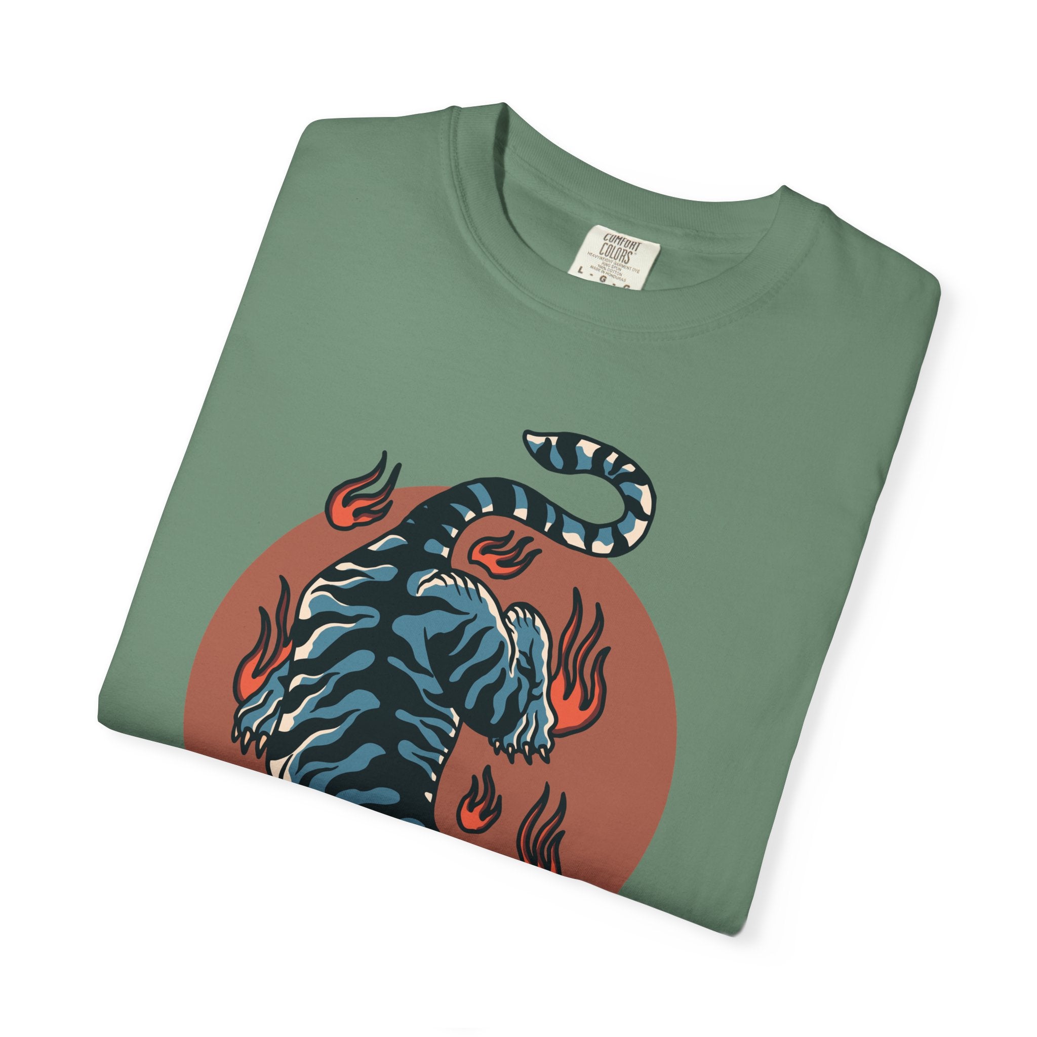 Blue tiger shirt - flame design tee - animal graphic gift - Sinful Threads