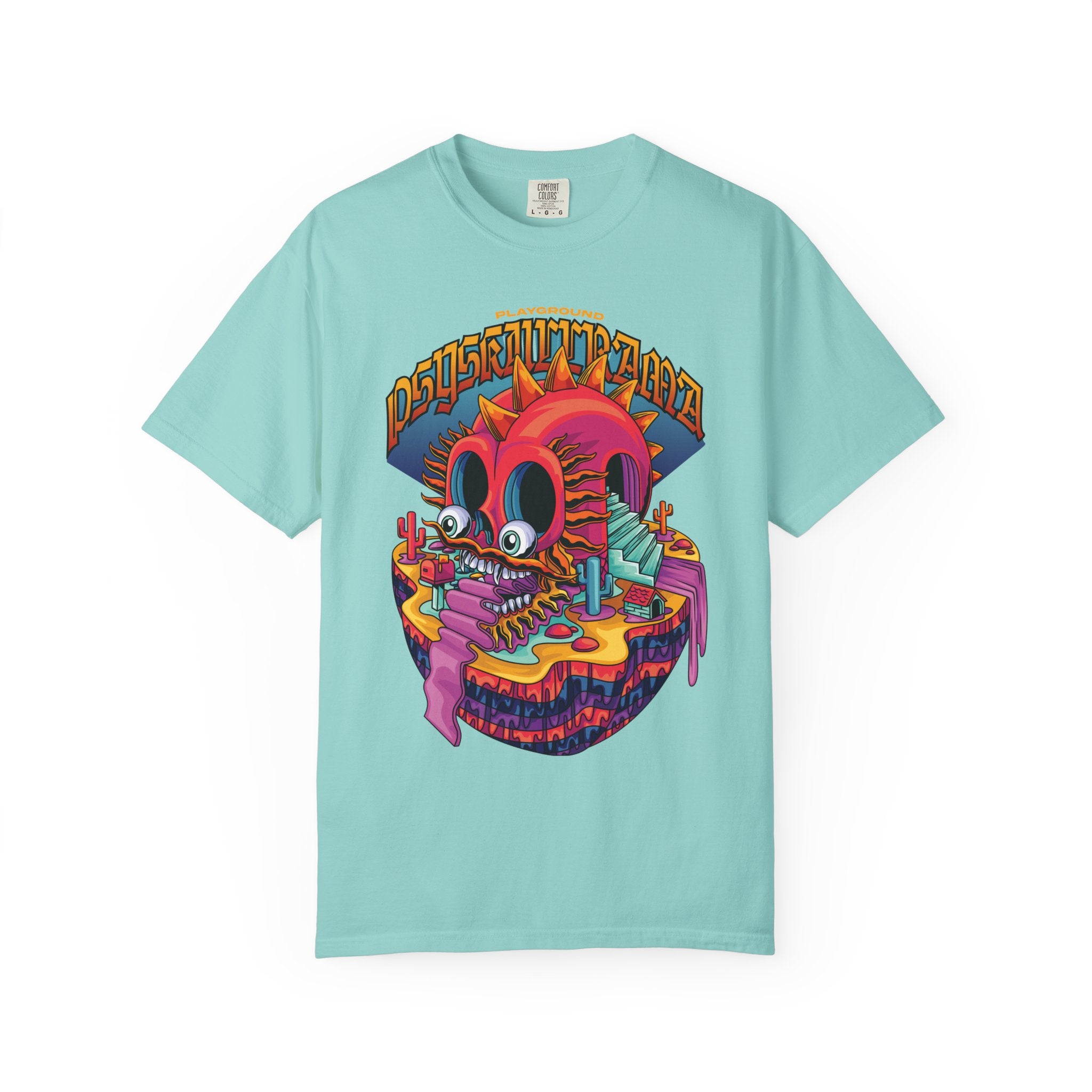 Surreal Skull Playground Tee – Weirdcore Skull Shirt – Colorful Art - Sinful Threads