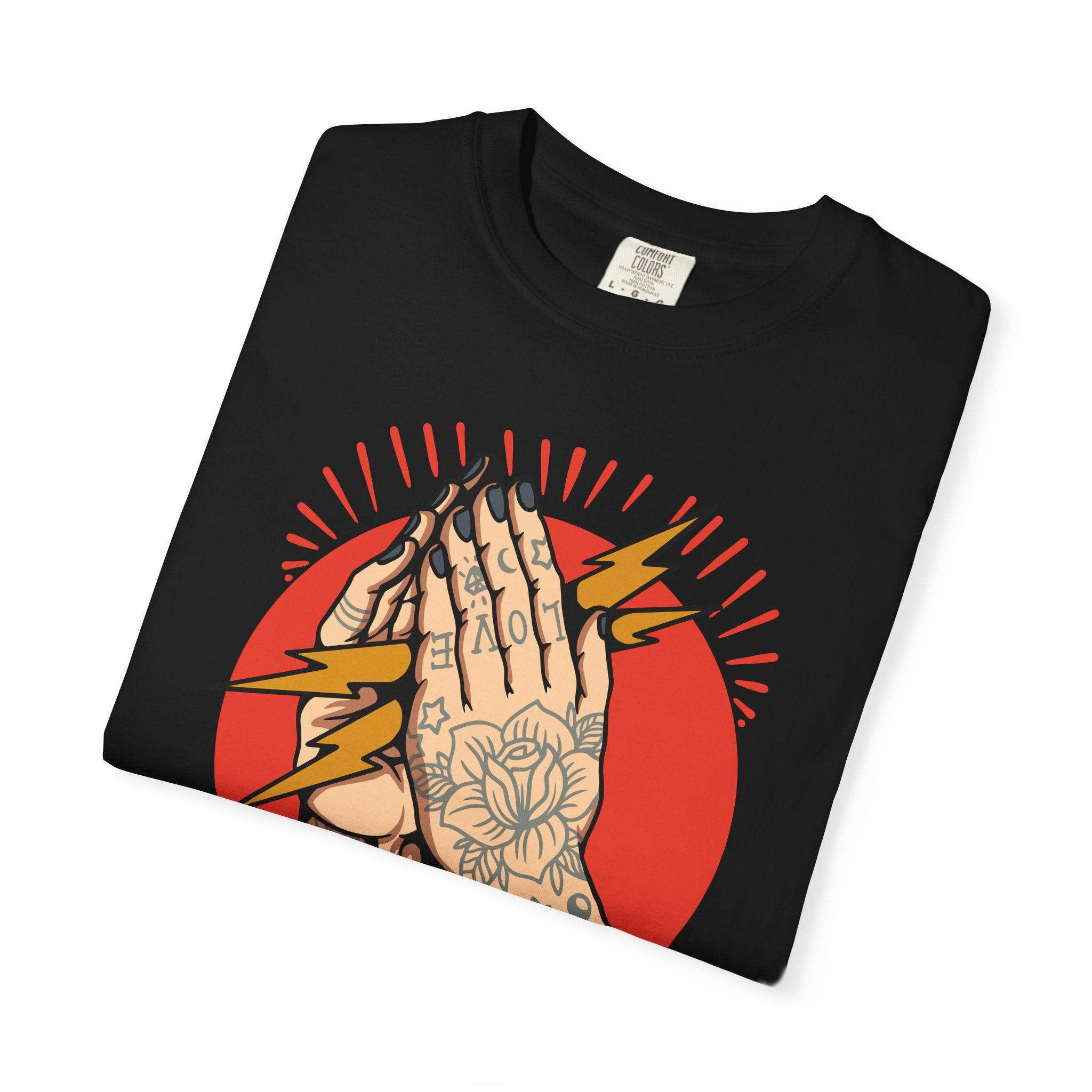 Praying Hands Shirt - Traditional Flash Art Tee - Tattoo Gift - Sinful Threads