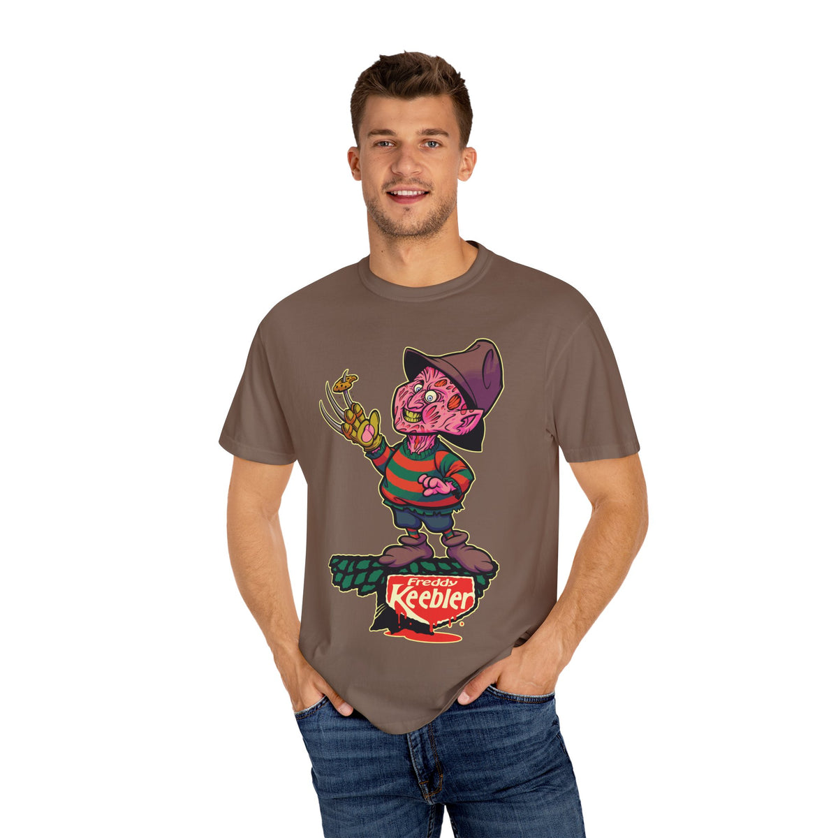 Elf Cookie Elm Street Tee - Spooky Holiday Horror Shirt