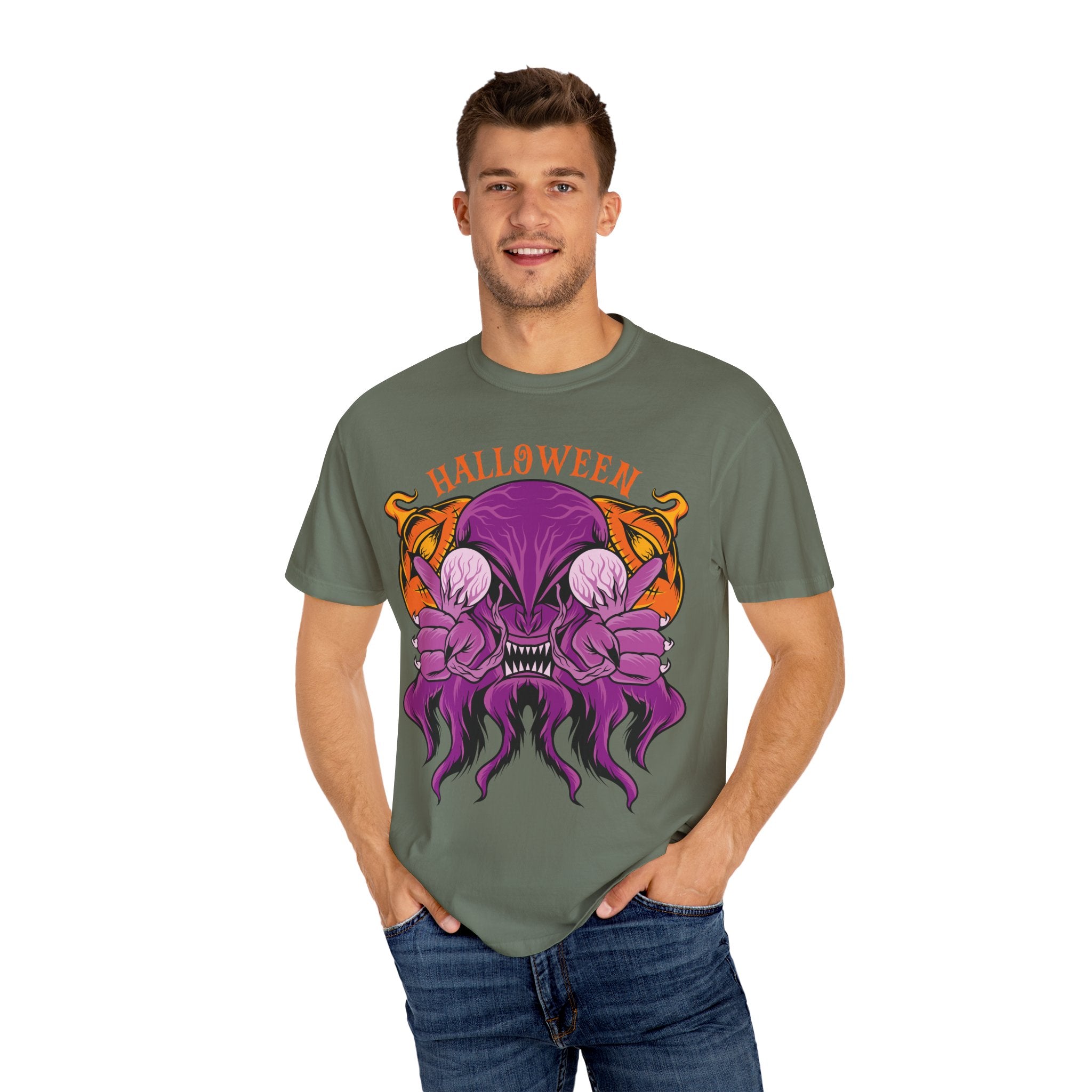 Monster pumpkin shirt - Purple Spooky Tee - Creepy Gift - Sinful Threads