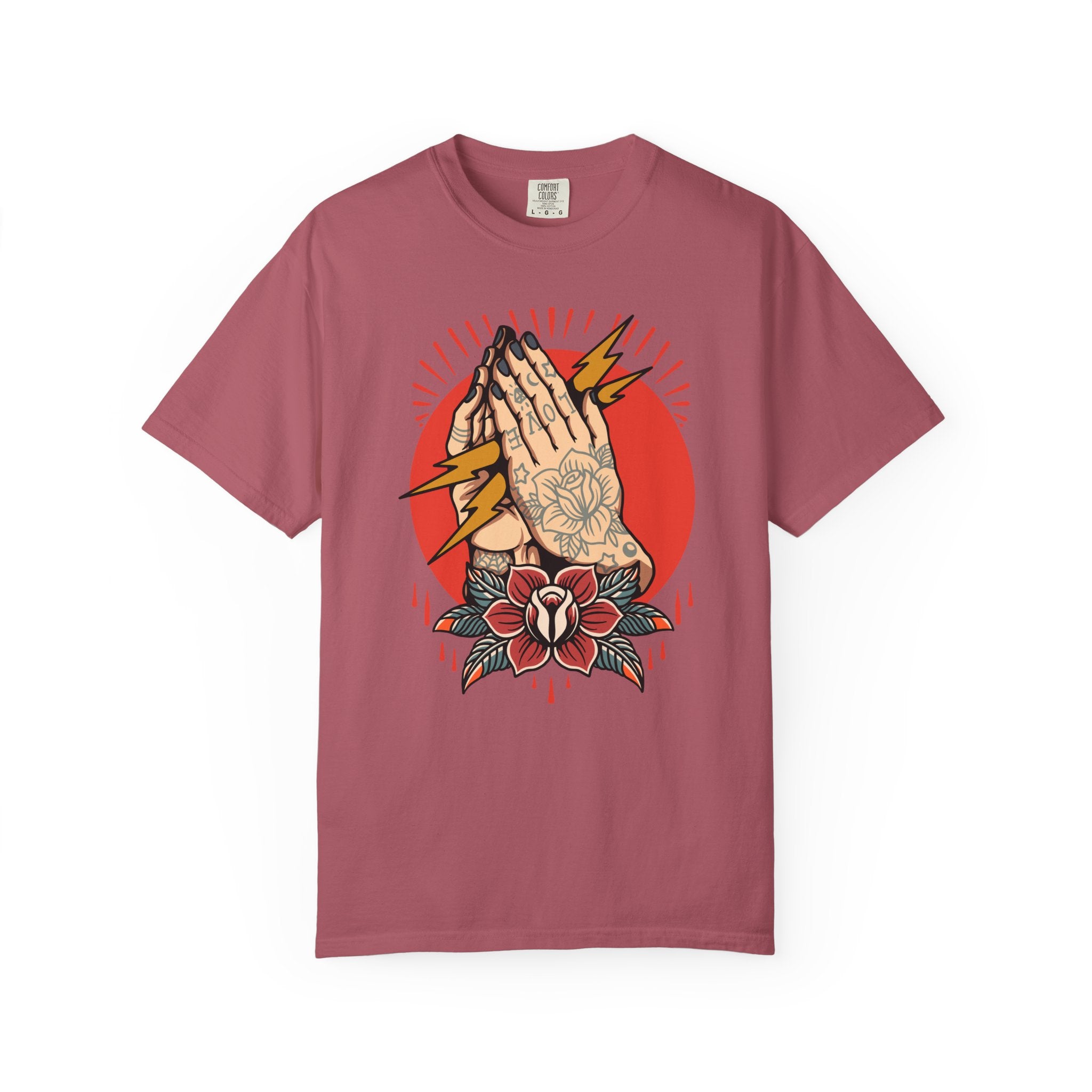 Praying Hands Shirt - Traditional Flash Art Tee - Tattoo Gift - Sinful Threads