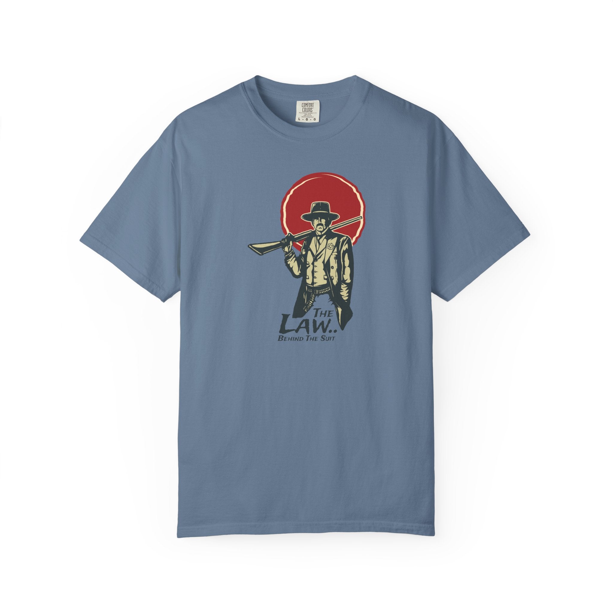 Sheriff Graphic Tee Law Behind Suit - Western Unisex - Sinful Threads