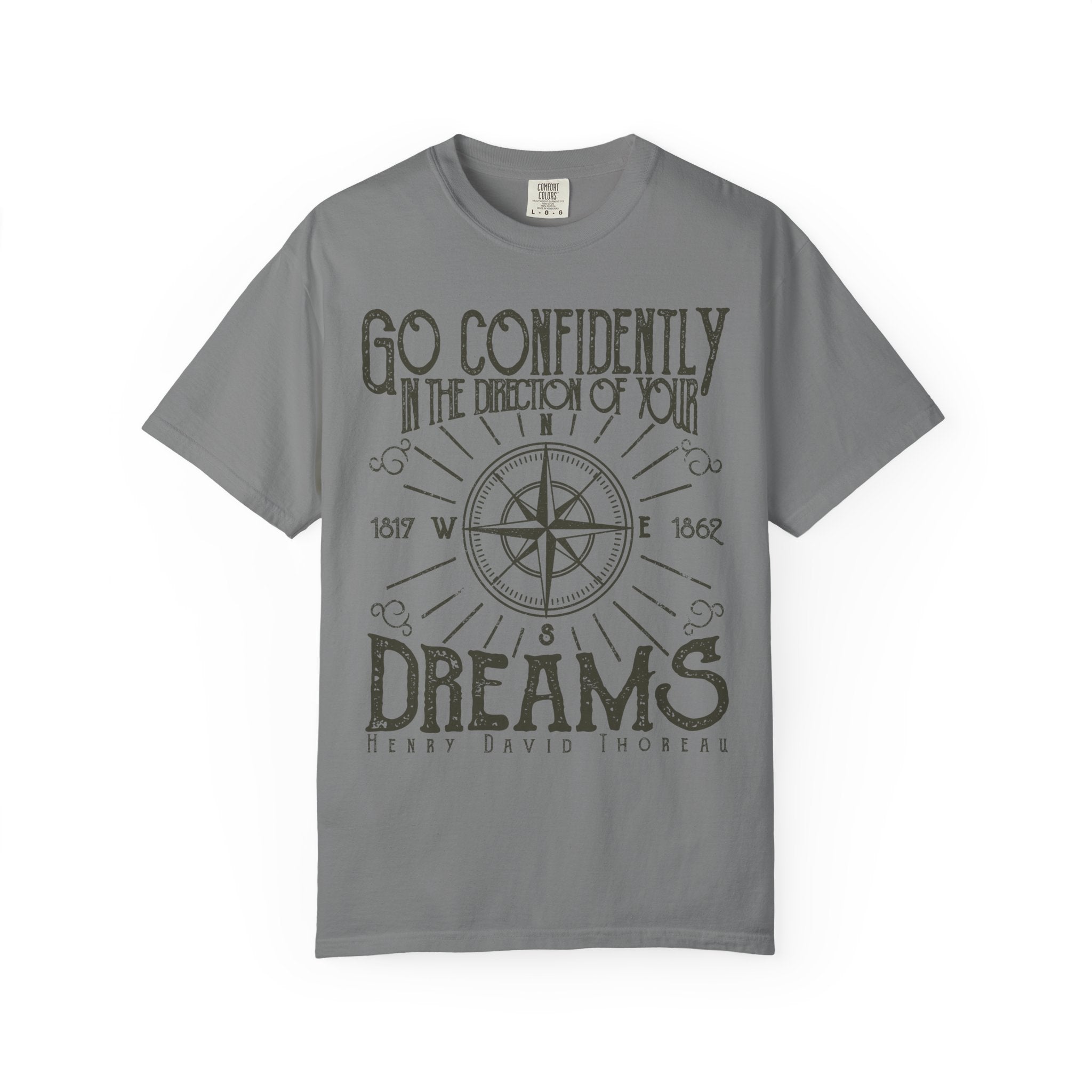Go Confidently Dreams Henry David Thoreau Design T-Shirt - Sinful Threads